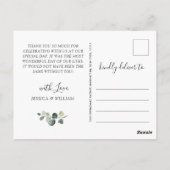 Elegant Eucalyptus Blue Rozen Floral bedankt Briefkaart (Achterkant)