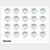 Elegant Eucalyptus Blue Rozen Floral bedankt Ronde Sticker (Vel)