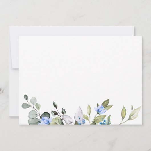 Elegant Eucalyptus Blue Rozen Floral Moving Aankondiging (Achterkant)
