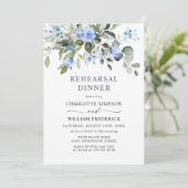 Elegant Eucalyptus Blue Rozen REHEARSAL DINNER Kaart (Staand voorkant)
