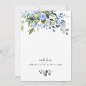 Elegant Eucalyptus Blue Rozen REHEARSAL DINNER Kaart (Achterkant)