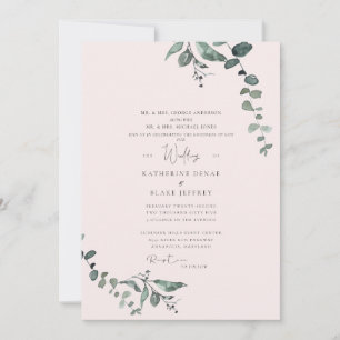 Elegant Eucalyptus Blush & Goodness of God Wedding Kaart
