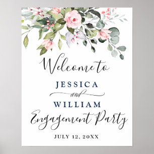 Elegant Eucalyptus Blush Rozen Engagement Party Poster