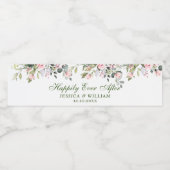 Elegant Eucalyptus Blush Rozen Floral Wedding Waterfles Etiket (Enkel label)