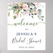 Elegant Eucalyptus Blush Rozen Vrijgezellenfeest Poster (Voorkant)
