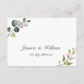 Elegant Eucalyptus Blush Rozen Weddenschappen Enc Informatiekaartje (Achterkant)