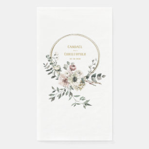 Elegant Eucalyptus Blush White Floral Gold Lijst Servet