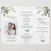 Elégant Eucalyptus Boho Mariage programme de cérém (Devant / Derrière)