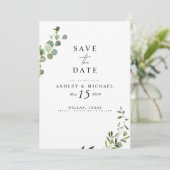 Elegant Eucalyptus Botanical Marble Wedding Save The Date (Staand voorkant)