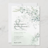 Elegant Eucalyptus Botanical Sage Foto Weddenschap Kaart (Voorkant)