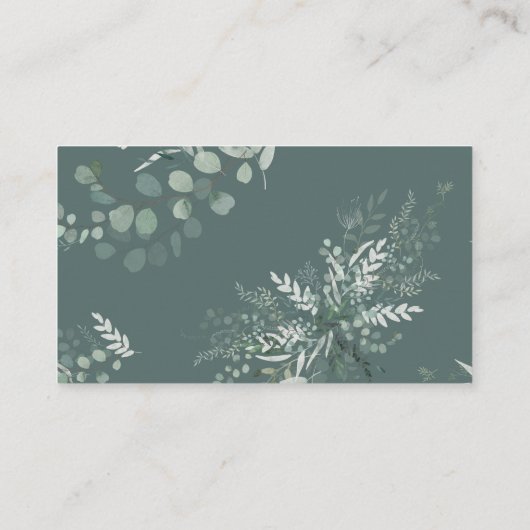 Elegant Eucalyptus Botanical Sage Weddenschap Webs Informatiekaartje (Achterkant)
