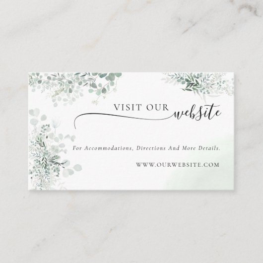 Elegant Eucalyptus Botanical Sage Weddenschap Webs Informatiekaartje (Voorkant)