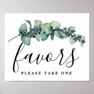 Elegant Eucalyptus Botanical Wedding Favor Sign Poster
