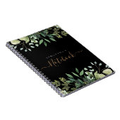 Elegant Eucalyptus Botanisch Zwart Goud Script Notitieboek (Rechterzijde)
