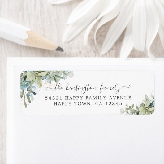 Elegant Eucalyptus Botanische Floral Etiket (Insitu)