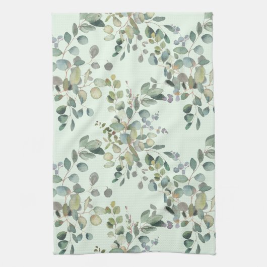 Elegant Eucalyptus Botanische Waterverf Greenery Theedoek (Verticaal)