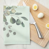 Elegant Eucalyptus Botanische Waterverf Greenery Theedoek (Quarter Fold)