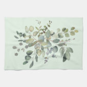 Elegant Eucalyptus Botanische Waterverf Greenery Theedoek (Horizontaal)