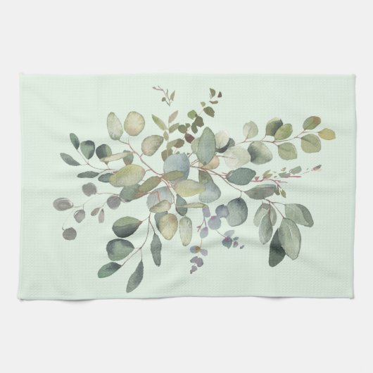 Elegant Eucalyptus Botanische Waterverf Greenery Theedoek (Horizontaal)