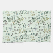 Elegant Eucalyptus Botanische Waterverf Greenery Theedoek (Horizontaal)