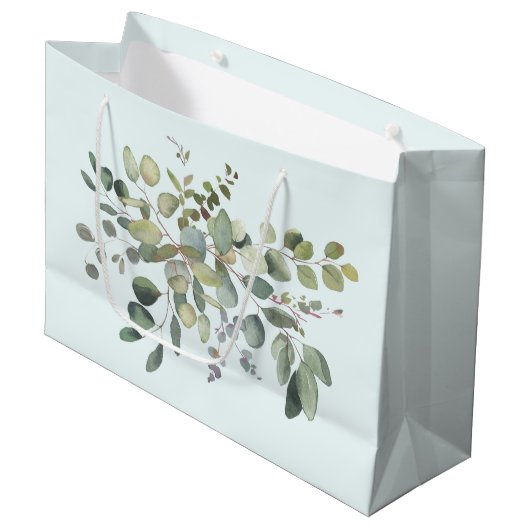 Elegant Eucalyptus Branch Botanical Dusty Green Groot Cadeauzakje (Voorkant Gekanteld)