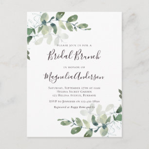 Elegant Eucalyptus Bridal Brunch Invitation Postca Briefkaart