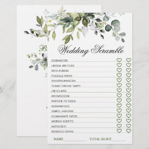 Elegant Eucalyptus Bruiloftsfeest Scramble Spel