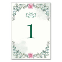 Élégant Eucalyptus & Carte de Table Tent Numérotée