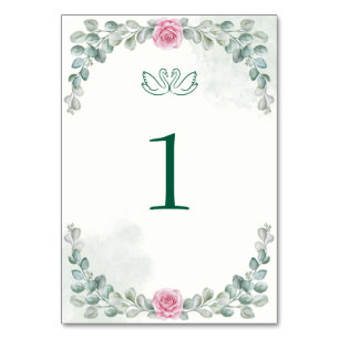 Élégant Eucalyptus & Carte de Table Tent Numérotée