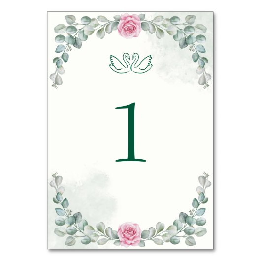 Élégant Eucalyptus & Carte de Table Tent Numérotée (Par défaut)