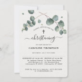Elegant Eucalyptus Christening Kaart (Voorkant)