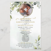Elegant Eucalyptus Custom Photo Wedding Program (Voorkant)