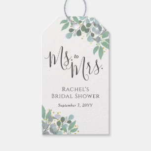 Elegant Eucalyptus Dusty Blue Vrijgezellenfeest Cadeaulabel