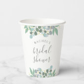 Elegant Eucalyptus Dusty Blue Vrijgezellenfeest Papieren Bekers (Achterkant)