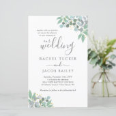 Elegant Eucalyptus Dusty Blue Wedding Invitation (Staand voorkant)