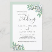 Elegant Eucalyptus Dusty Blue Wedding Invitation (Voorkant / Achterkant)