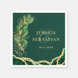 Elegant Eucalyptus Emerald Green and Gold Wedding Servet