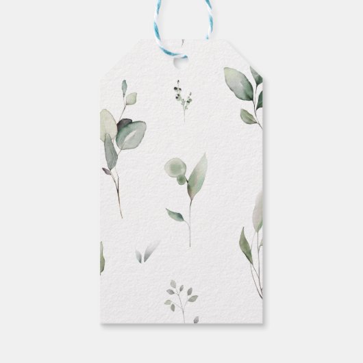 Elegant Eucalyptus en Gold Greenery Wedding Cadeaulabel (Achterkant)