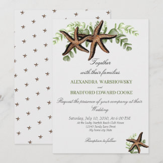 Elegant Eucalyptus en Starfish Wedding Invitation