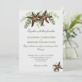 Elegant Eucalyptus en Starfish Wedding Invitation (Staand voorkant)