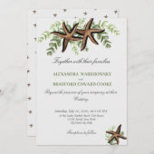 Elegant Eucalyptus en Starfish Wedding Invitation (Voorkant / Achterkant)
