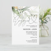 Élégant Eucalyptus Engagement Party Faire-part (Debout devant)