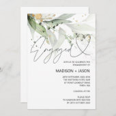 Élégant Eucalyptus Engagement Party Faire-part (Devant / Derrière)