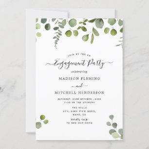 Elegant Eucalyptus Engagement Party Kaart