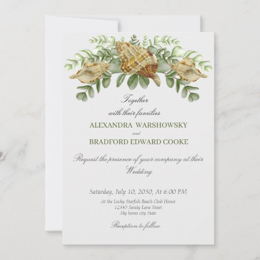 Elégant Eucalyptus et Faire-part de mariage de coq (Devant)