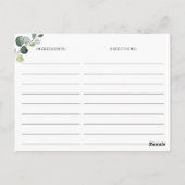 Elégant Eucalyptus Fête des mariées Recette Carte (Dos)