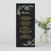 Elégant Eucalyptus Feuille Faux Gold Mariage Menu (Debout devant)