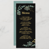 Elégant Eucalyptus Feuille Faux Gold Mariage Menu (Devant / Derrière)