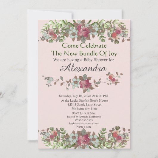 Elegant Eucalyptus Floral Blush Pink (Voorkant)