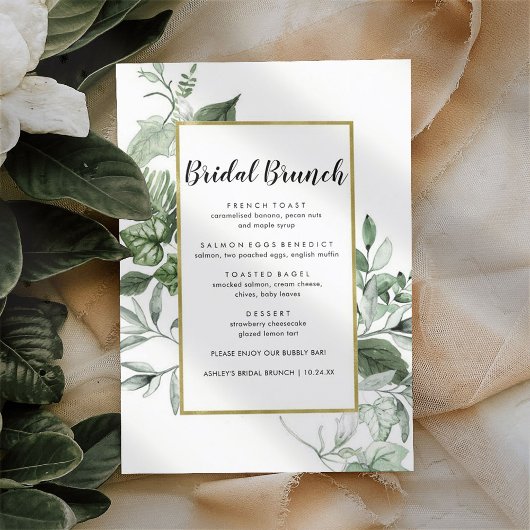 Elegant Eucalyptus Floral Bridal Menu